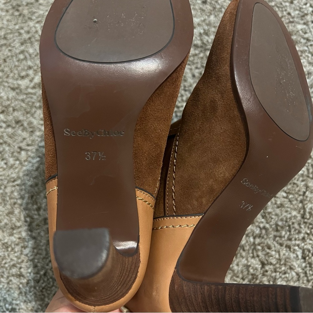 See by Chloe Elegant Brown Suede Ankle Boots size 37 1/2 - Picture 6 of 14